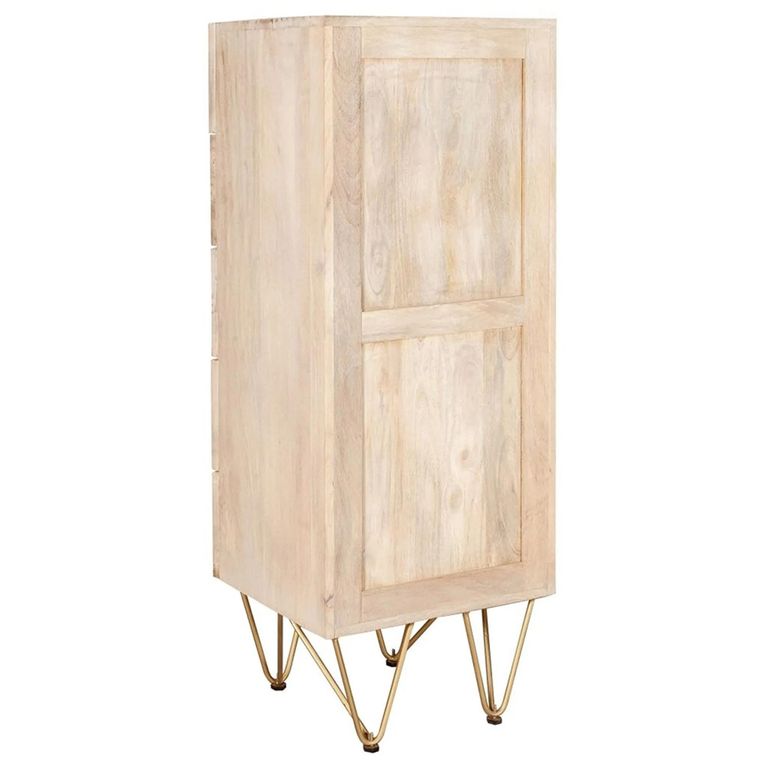 Chest - 5 Drawer - Tall - Hairpin Legs - Gold Geometric Inlay - Light Mango Wood