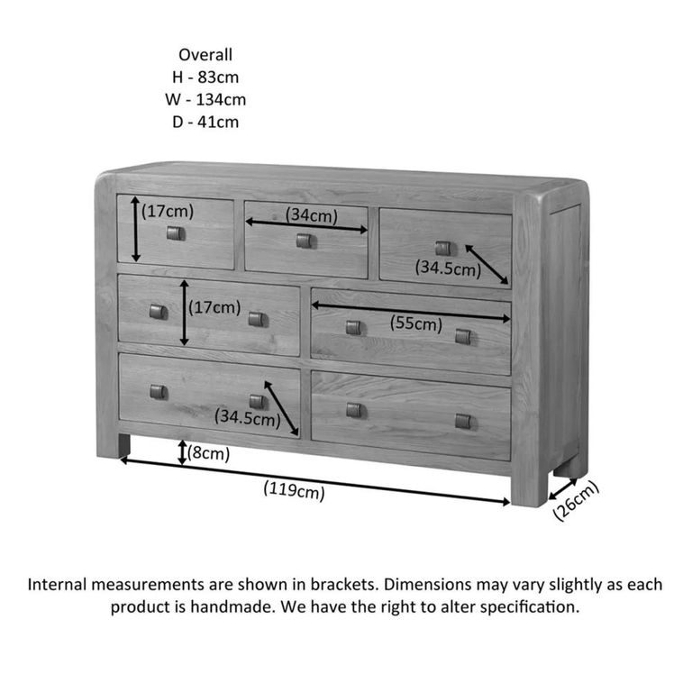 Clearance - Curve Chest - 3+4 Drawer - Oak - FSS17241