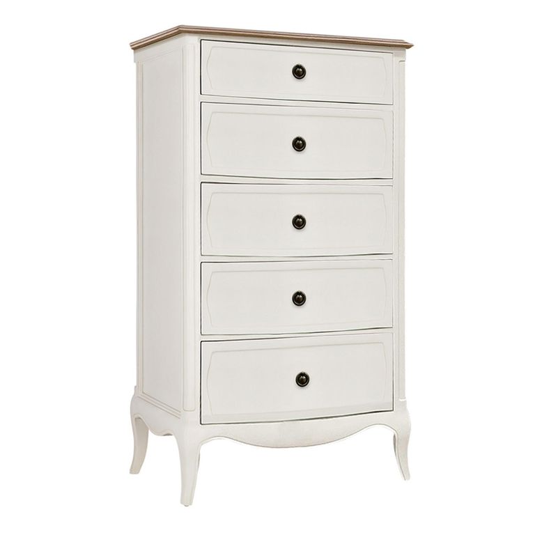 Amelie Tallboy Chest - 5 Drawer - White
