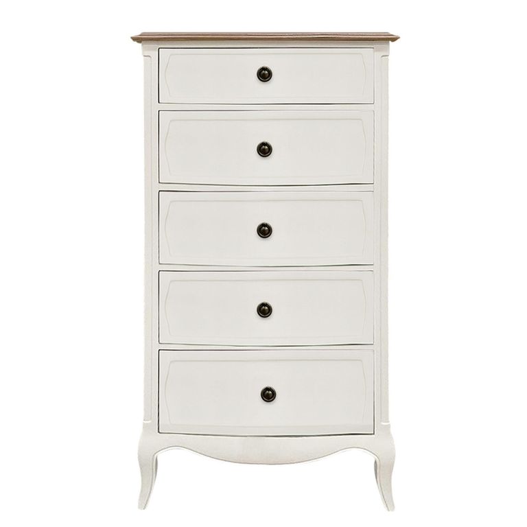 Amelie Tallboy Chest - 5 Drawer - White