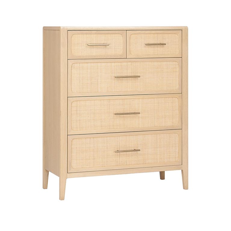Casera Chest - 3+2 Drawer - Natural Rattan and American Oak