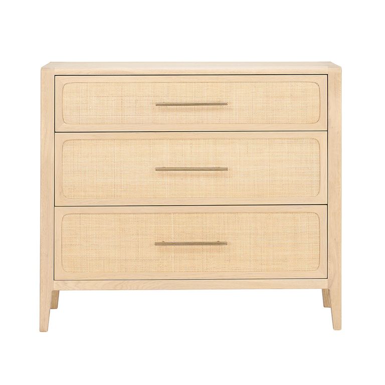 Casera Chest - 3 Drawer - Narrow - Natural Rattan and American Oak