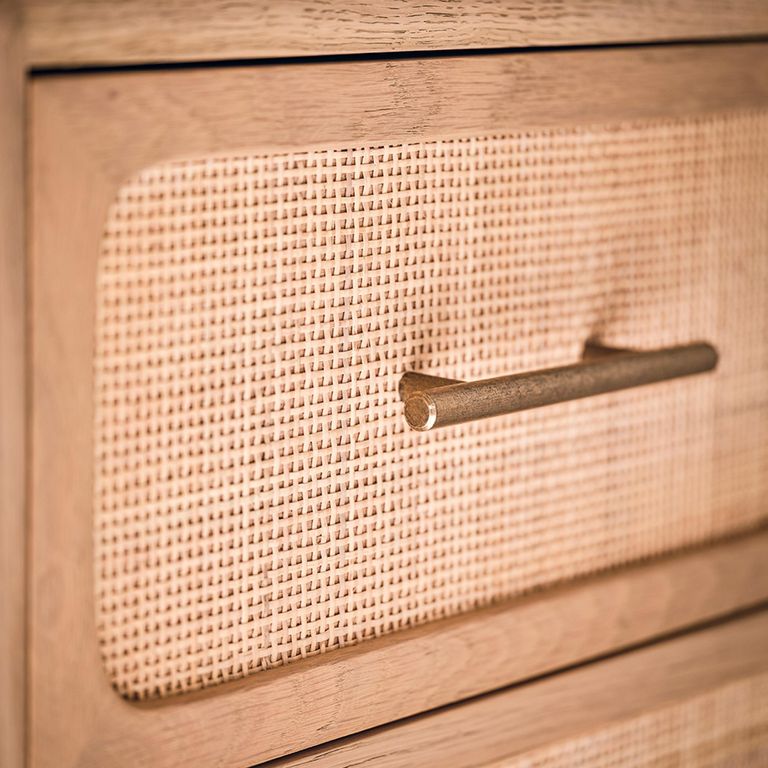 Casera Chest - 6 Drawer - Wide - Natural Rattan and American Oak