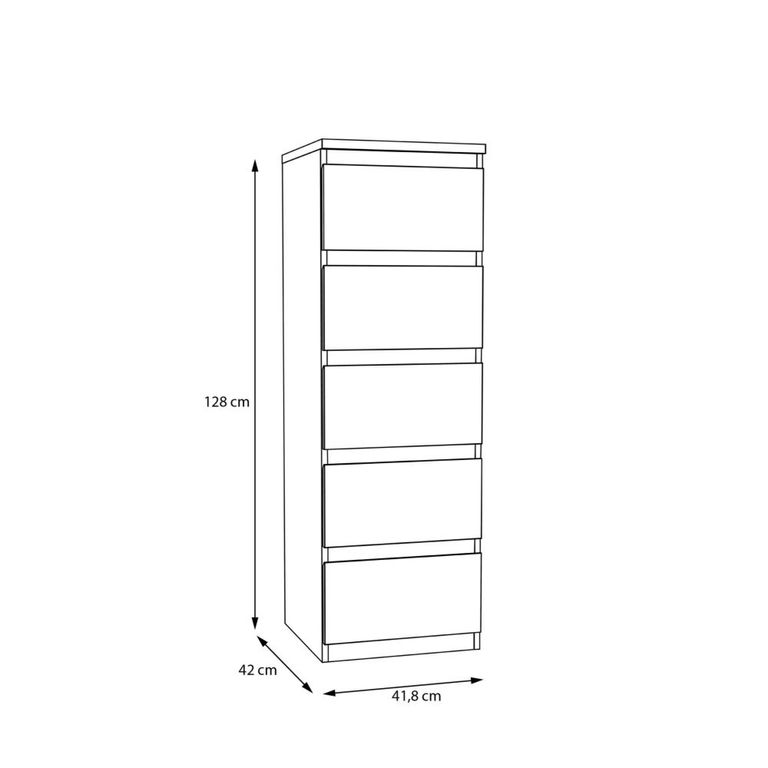 Edmore Chest - 5 Drawer - Tall - Light Oak