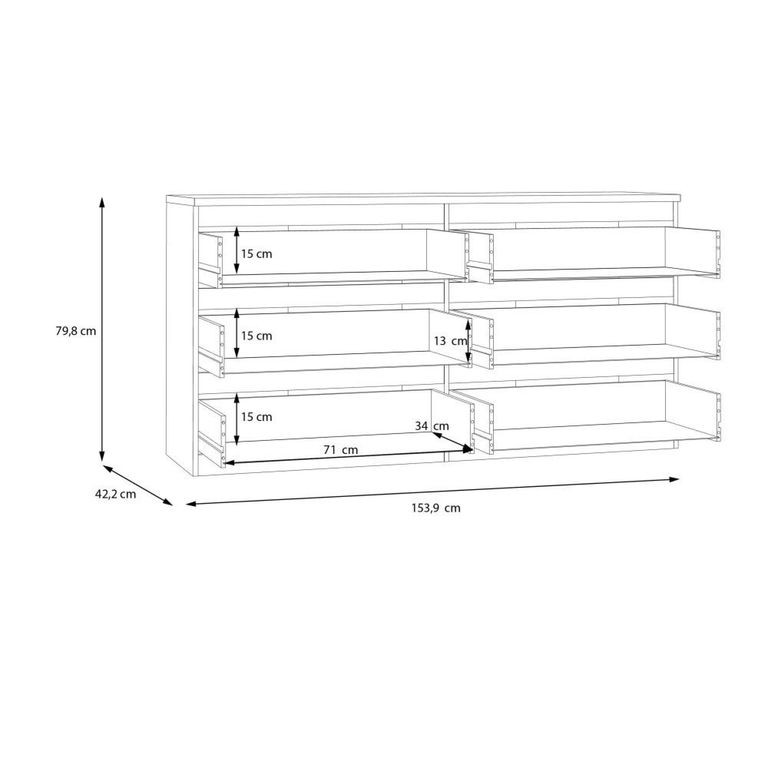Edmore Chest - 6 Drawer - Large - Light Grey