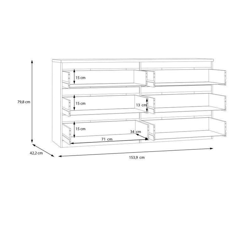 Edmore Chest - 6 Drawer - Large - Sonoma Oak