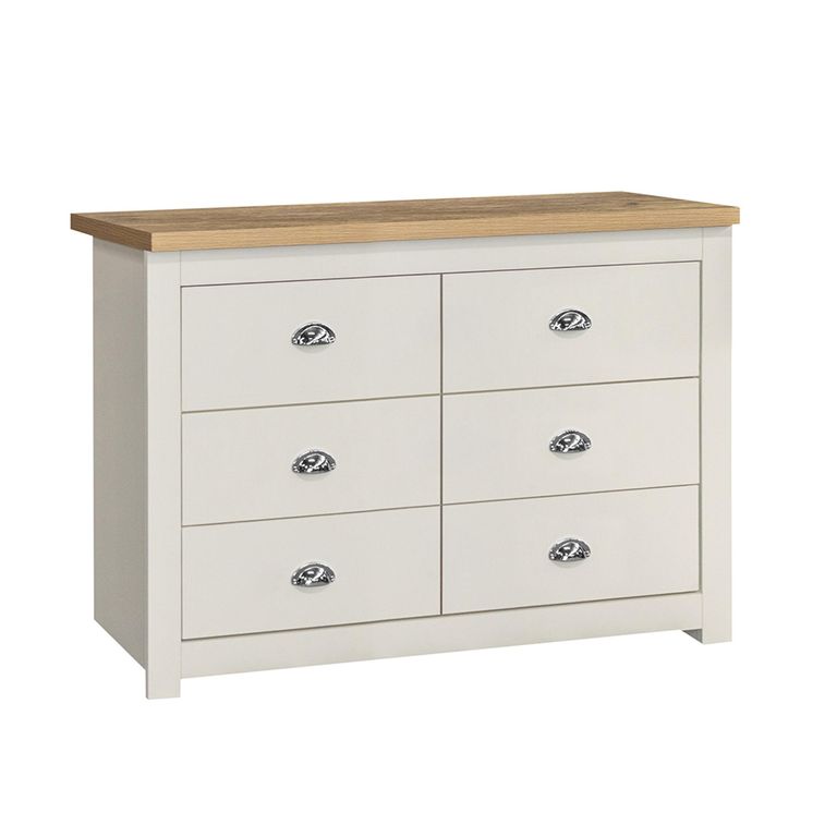 Highgate Chest - Wide - 6 Drawer - Cream Painted