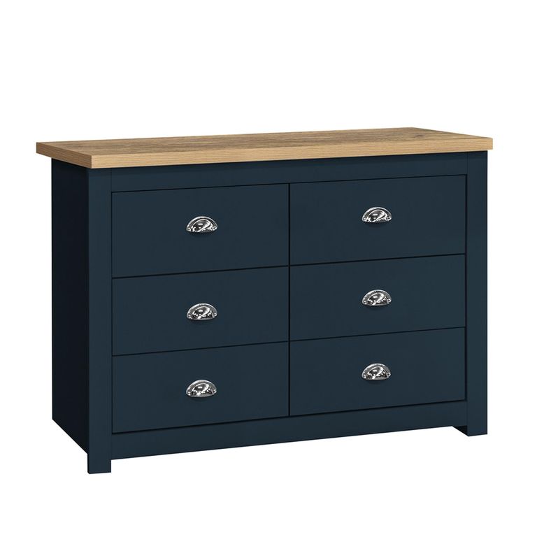 Highgate Chest - Wide - 6 Drawer - Navy Blue Painted