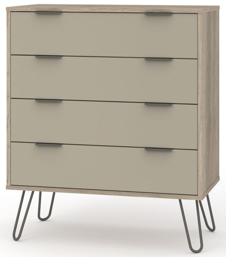 Augusta Driftwood 4 Drawer Chest with Hairpin Legs