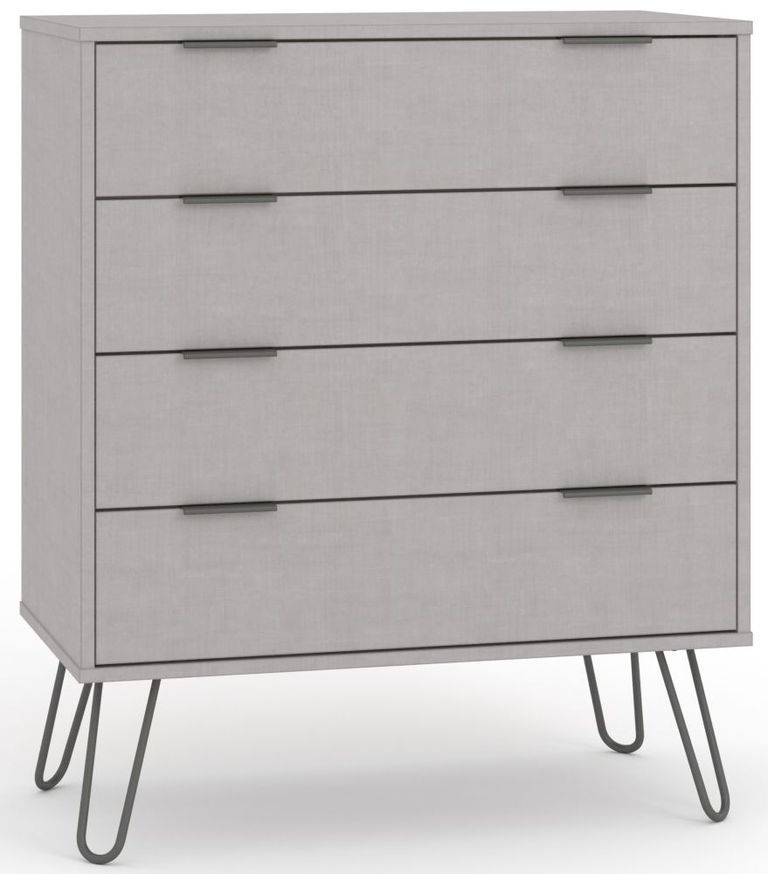 Augusta Grey 4 Drawer Chest with Hairpin Legs