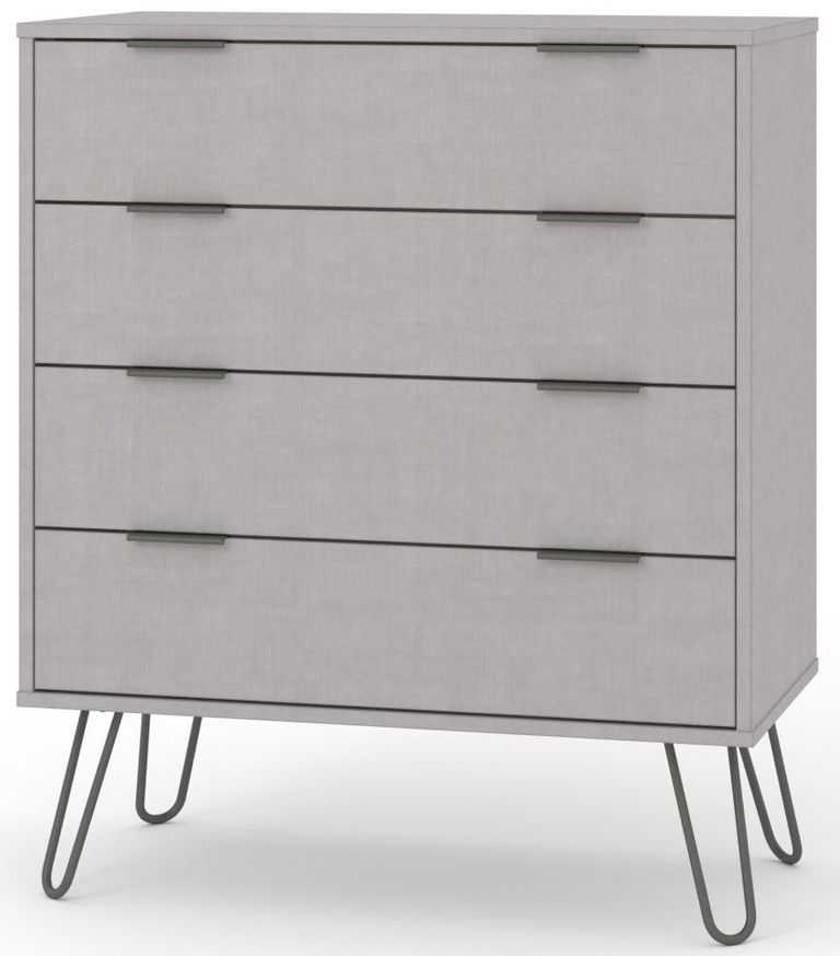 Augusta Grey 4 Drawer Chest with Hairpin Legs