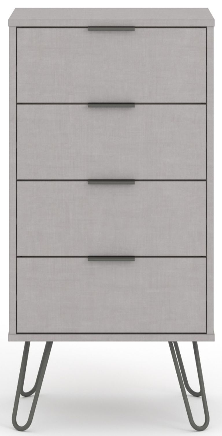 Augusta Chest - 4 Drawer Narrow - Grey - Hairpin Legs