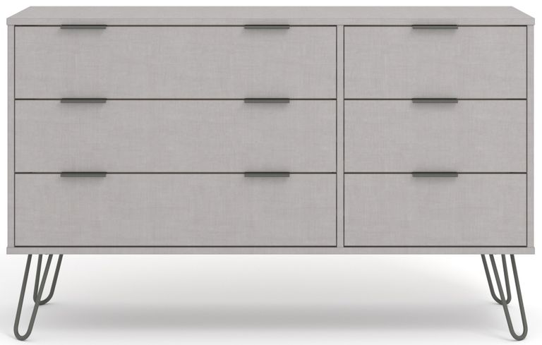 Augusta Grey 6 Drawer Wide Chest with Hairpin Legs