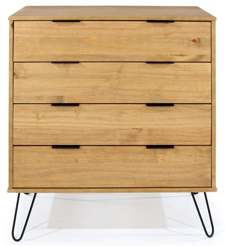 Augusta Pine 4 Drawer Chest with Hairpin Legs