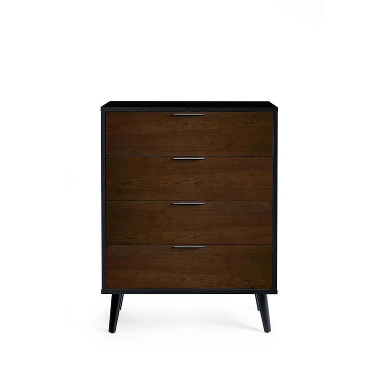 Alba Black and Walnut Chest of Drawers - 4 Drawer