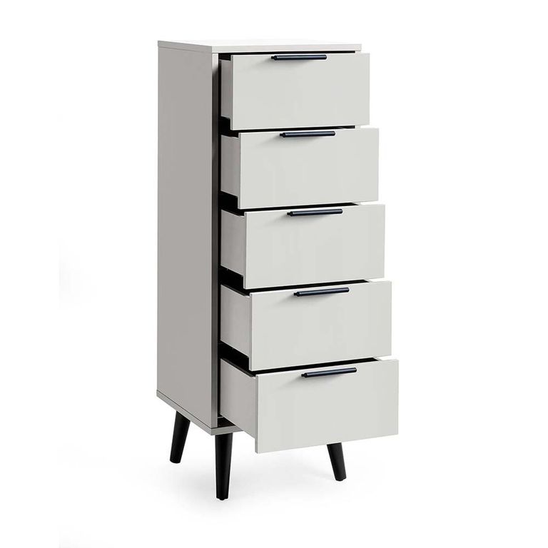 Alba Grey Narrow Chest - 5 Drawer