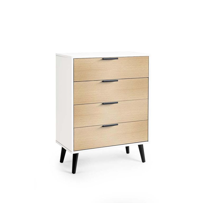 Alba White and Oak Chest of Drawers - 4 Drawer