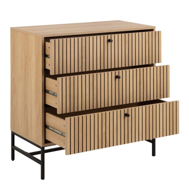 Albany Oak Ribbed 3 Drawer Chest