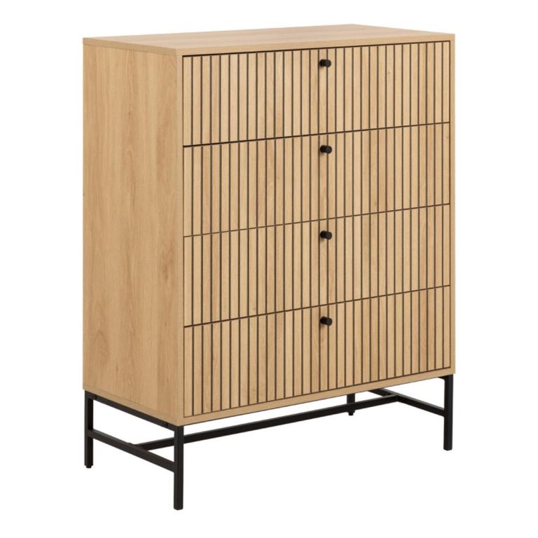 Albany Oak Ribbed 4 Drawer Chest