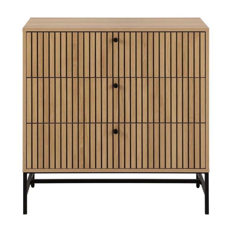 Albany Chest - 3 Drawer - Ribbed Oak