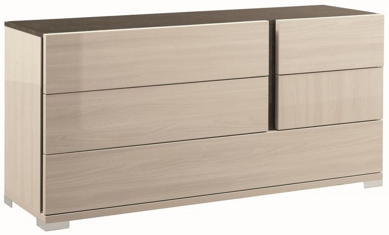 Teodora Wide Dresser - 5 Drawer - Cream Gloss