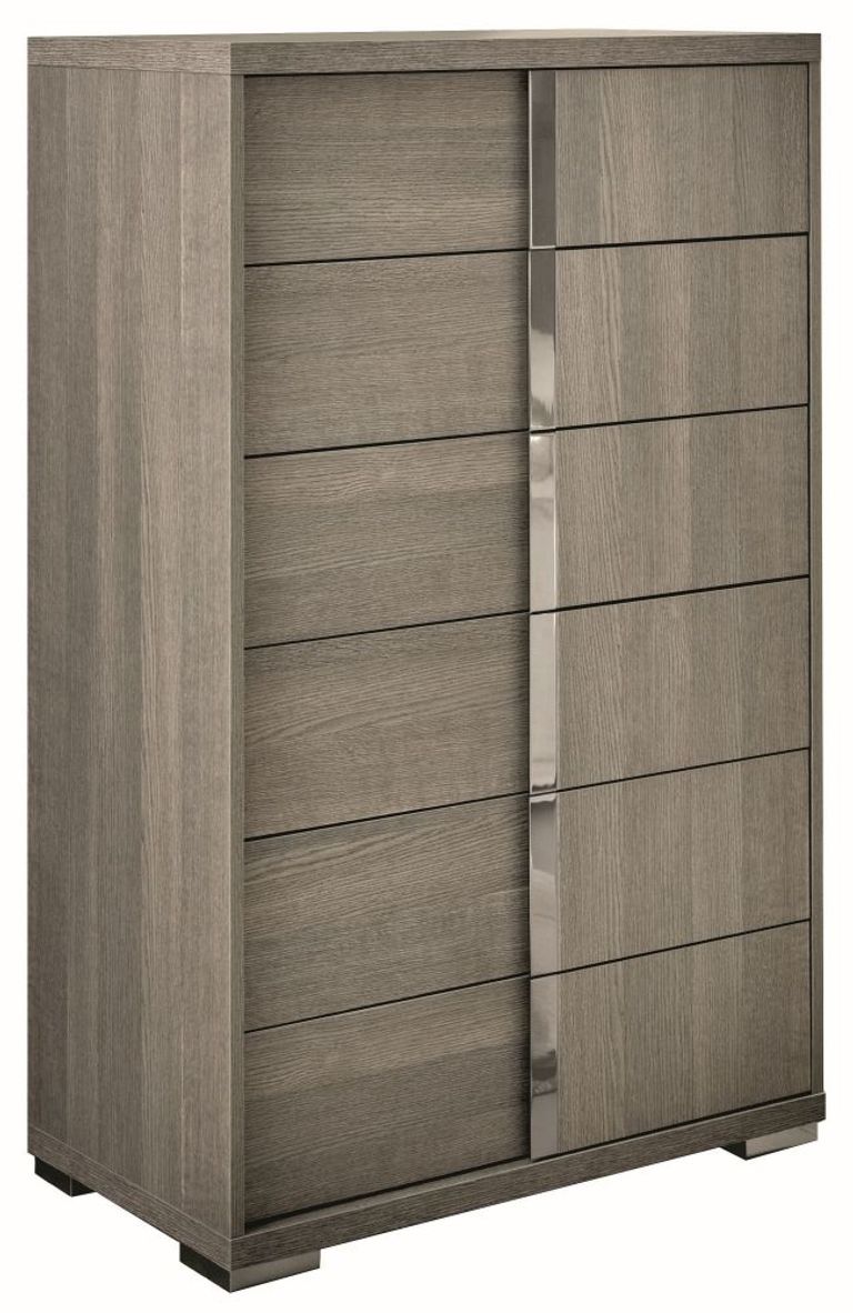 Tivoli Tall Chest - 6 Drawer - Grey Wood