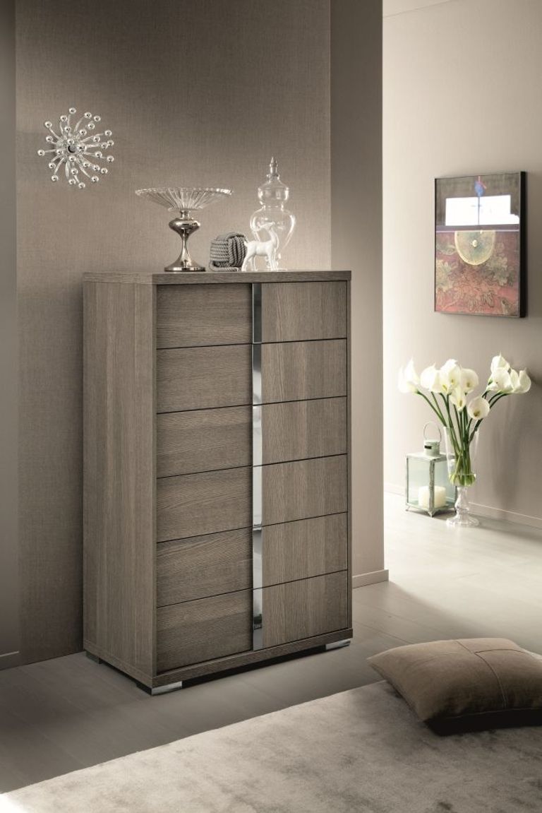 Tivoli Tall Chest - 6 Drawer - Grey Wood