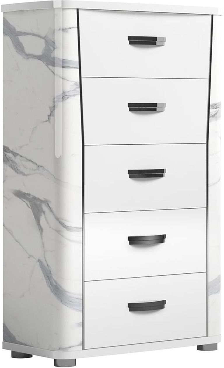 Anna Tall Chest - 5 Drawer - White