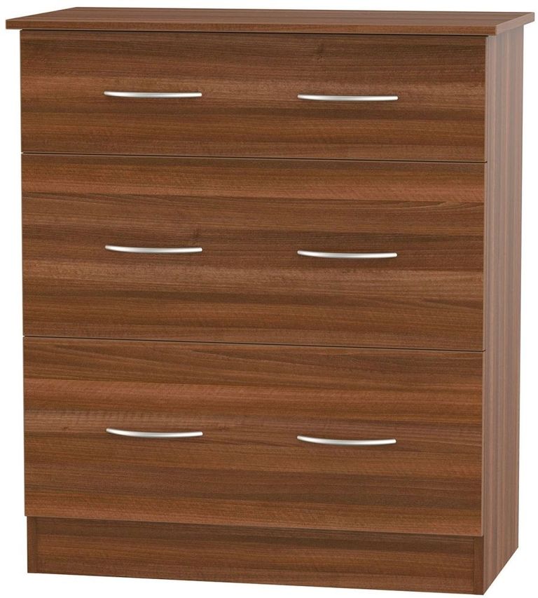 Avon Walnut Effect 3 Drawer Deep Chest