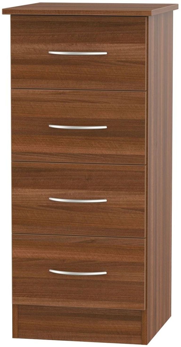 Avon Walnut Effect 4 Drawer Narrow Chest
