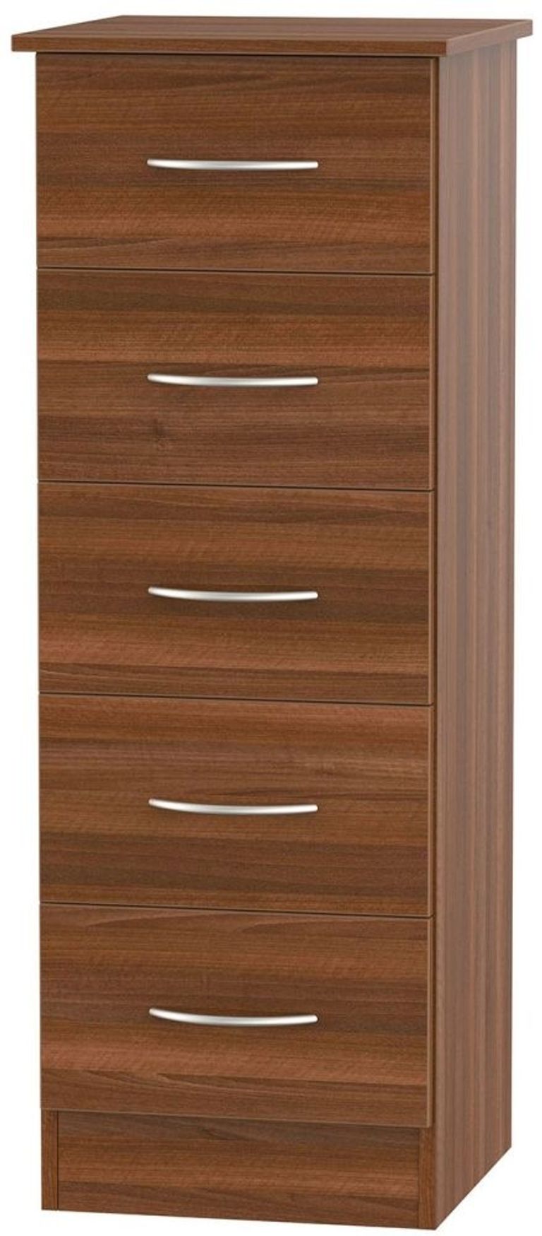 Avon Walnut Effect 5 Drawer Narrow Chest