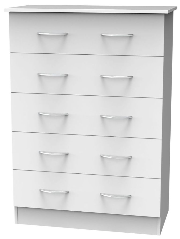 Avon White 5 Drawer Chest
