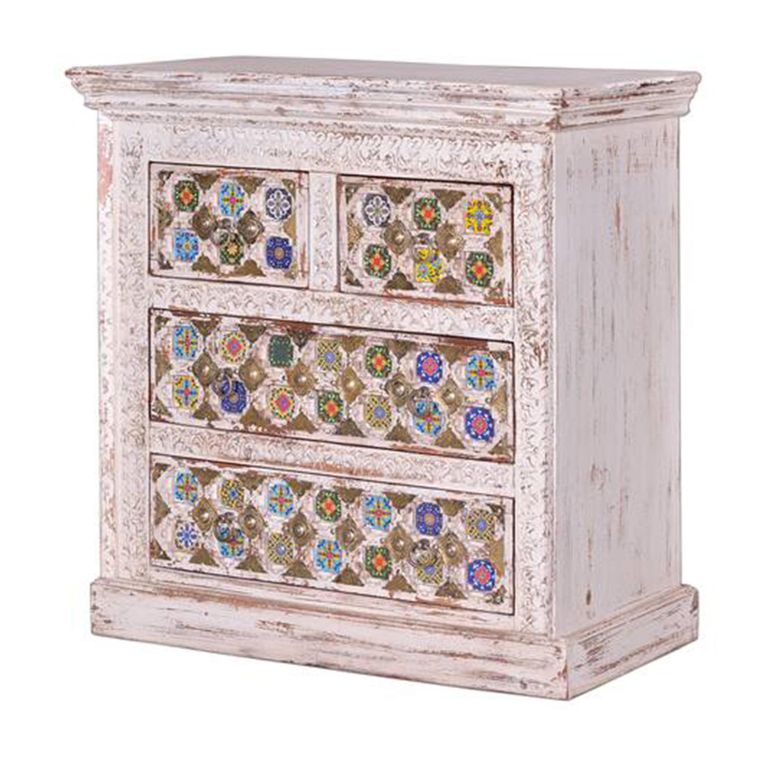 Awendaw Chest - 2+2 Drawer - Mango Wood - White Washed