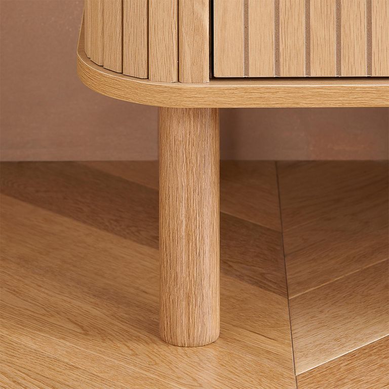 Axel Curved Wide Chest - 6 Drawer - Oak Fluted