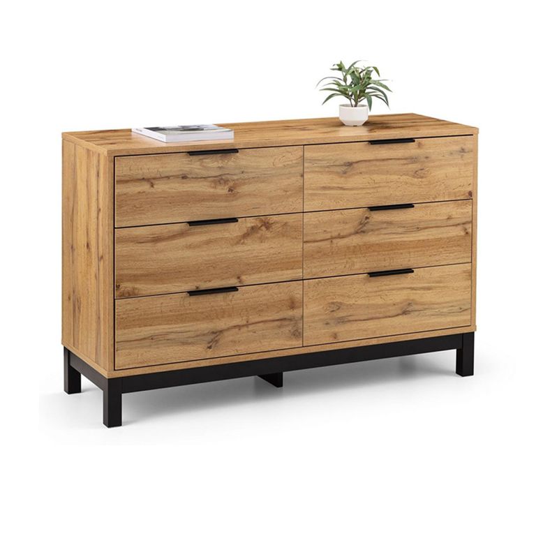 Bali Oak Chest of Drawers - 6 Drawer - Wide