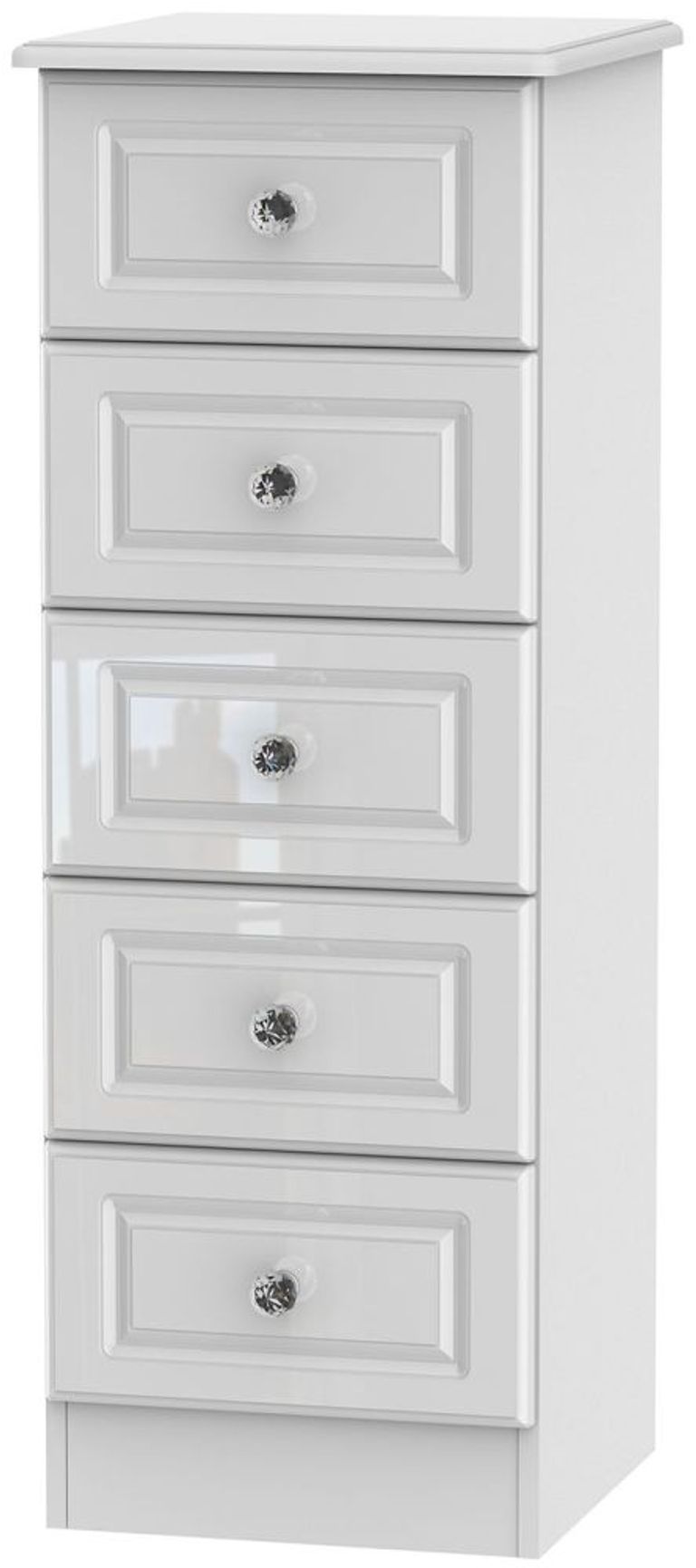 Balmoral White Gloss 5 Drawer Narrow Chest