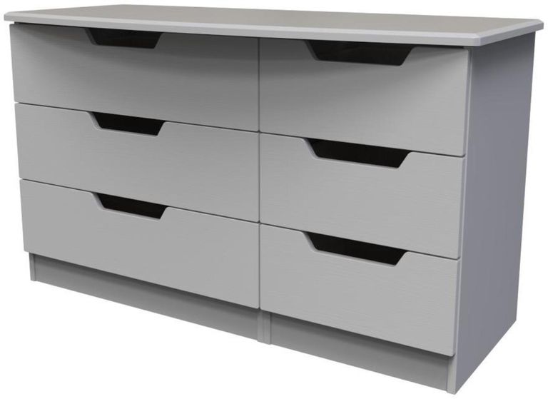 Bella Grey Ash 6 Drawer Midi Dresser