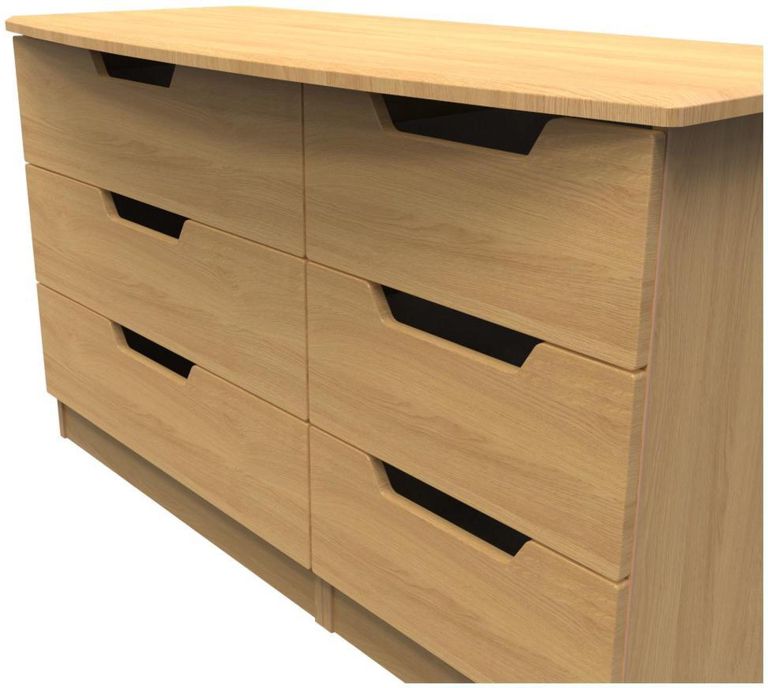 Bella Oak Effect 6 Drawer Midi Dresser