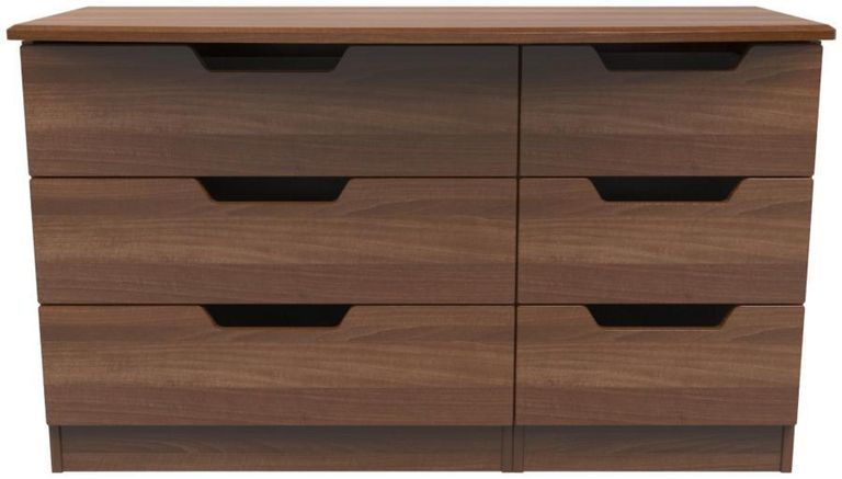 Bella Walnut Effect 6 Drawer Midi Dresser