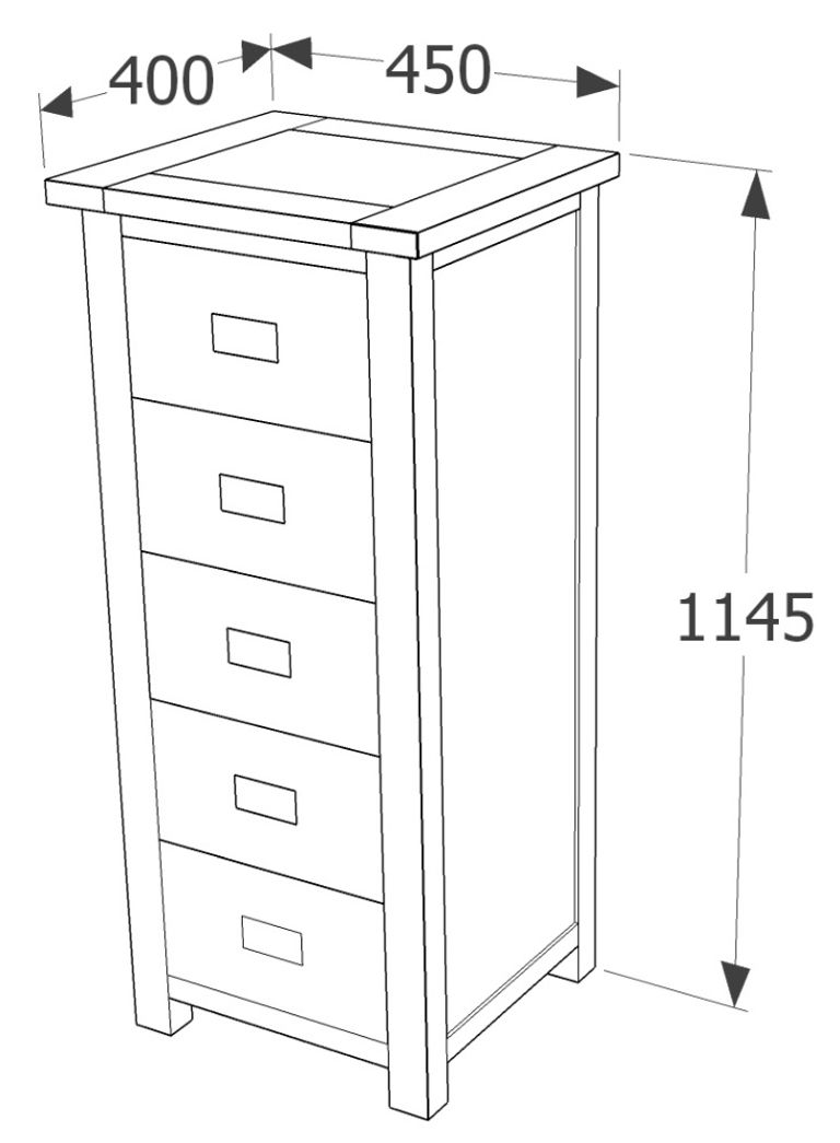 Boston Dark Wood 5 Drawer Tall Chest