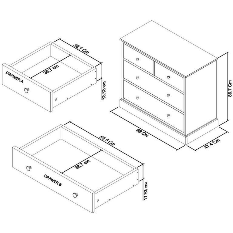 Ashby Soft Grey Chest - 2+2 Drawer