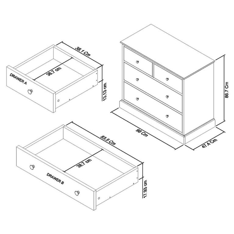 Ashby White Chest - 2+2 Drawer