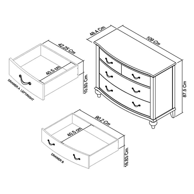 Montreux Chest - 2+2 Drawer - Grey Washed Oak & Soft Grey