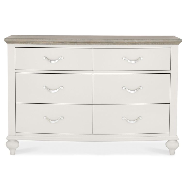 Montreux Wide Chest - 6 Drawer - Grey Washed Oak & Soft Grey