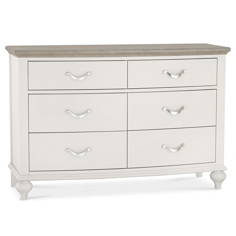 Montreux Wide Chest - 6 Drawer - Grey Washed Oak & Soft Grey