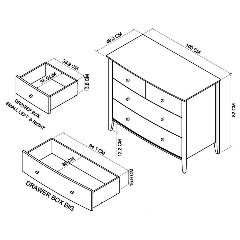 Whitby Scandi Oak & Soft Grey Chest - 2+2 Drawer