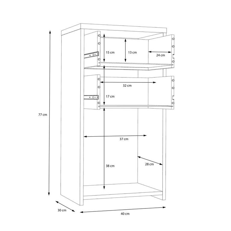 Best Oak and White 2 Drawer 1 Door Cabinet
