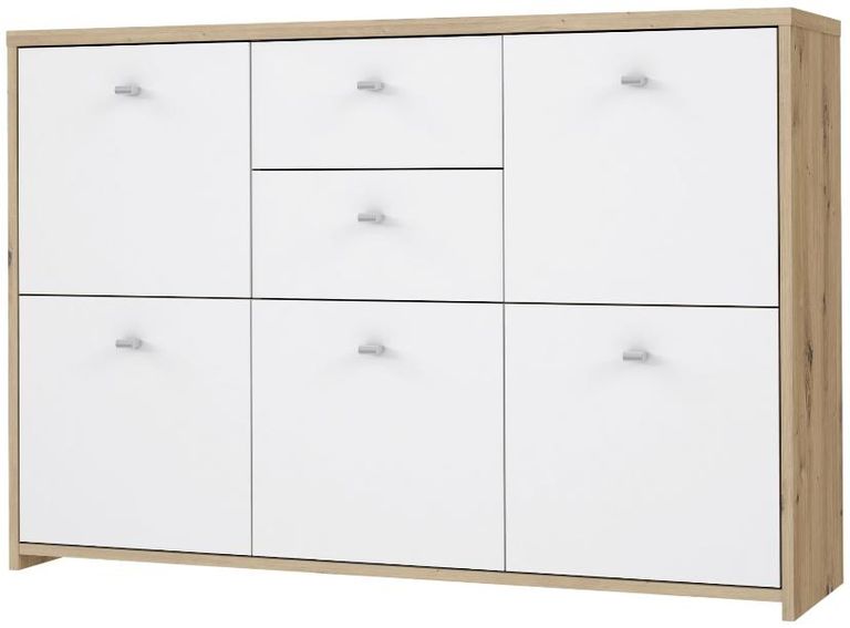 Best Oak and White 2 Drawer 5 Door Wide Chest