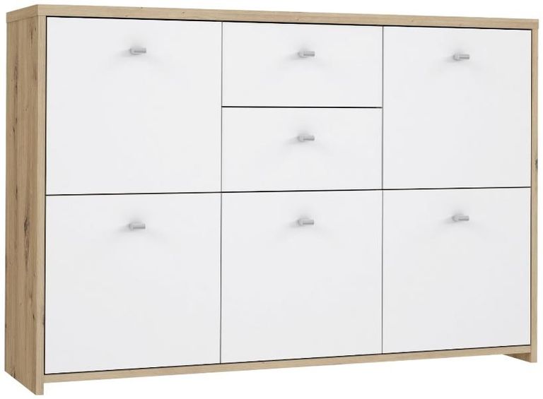 Best Oak and White 2 Drawer 5 Door Wide Chest