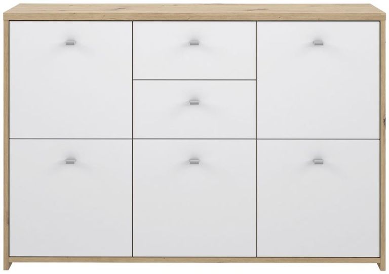 Best Oak and White 2 Drawer 5 Door Wide Chest
